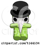 Poster, Art Print Of Green Plague Doctor Man Sitting With Head Down Facing Forward