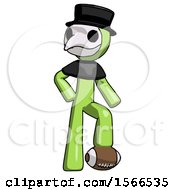 Poster, Art Print Of Green Plague Doctor Man Standing With Foot On Football