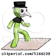 Poster, Art Print Of Green Plague Doctor Man On Postage Envelope Surfing
