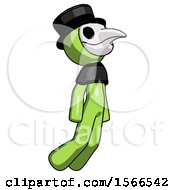Poster, Art Print Of Green Plague Doctor Man Floating Through Air Right