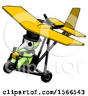 Poster, Art Print Of Green Plague Doctor Man In Ultralight Aircraft Top Side View