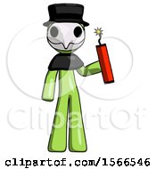Poster, Art Print Of Green Plague Doctor Man Holding Dynamite With Fuse Lit