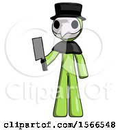 Poster, Art Print Of Green Plague Doctor Man Holding Meat Cleaver