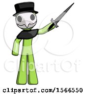 Poster, Art Print Of Green Plague Doctor Man Holding Sword In The Air Victoriously
