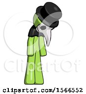 Poster, Art Print Of Green Plague Doctor Man Depressed With Head Down Turned Right