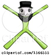 Green Plague Doctor Man With Arms And Legs Stretched Out