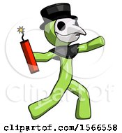Poster, Art Print Of Green Plague Doctor Man Throwing Dynamite