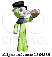 Green Plague Doctor Man Holding Football Up