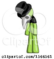 Poster, Art Print Of Green Plague Doctor Man Depressed With Head Down Turned Left