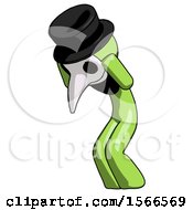 Poster, Art Print Of Green Plague Doctor Man With Headache Or Covering Ears Turned To His Left