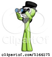 Poster, Art Print Of Green Plague Doctor Man Looking Through Binoculars To The Left