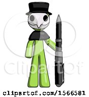 Poster, Art Print Of Green Plague Doctor Man Holding Large Pen