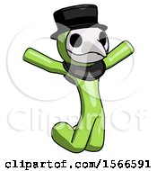 Green Plague Doctor Man Jumping Or Kneeling With Gladness