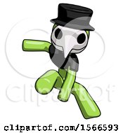 Poster, Art Print Of Green Plague Doctor Man Action Hero Jump Pose