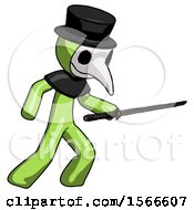 Green Plague Doctor Man Stabbing With Ninja Sword Katana