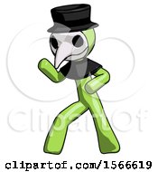 Poster, Art Print Of Green Plague Doctor Man Martial Arts Defense Pose Left