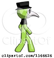 Poster, Art Print Of Green Plague Doctor Man Walking Right Side View