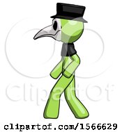 Poster, Art Print Of Green Plague Doctor Man Walking Left Side View