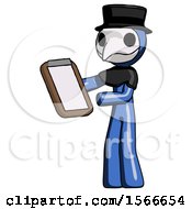 Poster, Art Print Of Blue Plague Doctor Man Reviewing Stuff On Clipboard