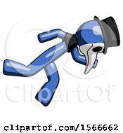 Poster, Art Print Of Blue Plague Doctor Man Running While Falling Down