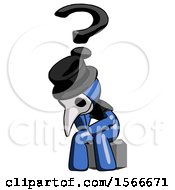Poster, Art Print Of Blue Plague Doctor Man Thinker Question Mark Concept