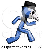 Blue Plague Doctor Man Running Fast Right