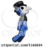 Poster, Art Print Of Blue Plague Doctor Man Floating Through Air Right