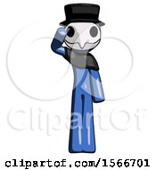 Poster, Art Print Of Blue Plague Doctor Man Soldier Salute Pose