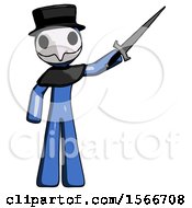 Poster, Art Print Of Blue Plague Doctor Man Holding Sword In The Air Victoriously