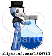 Poster, Art Print Of Blue Plague Doctor Man Standing Beside Large Round Flask Or Beaker