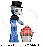 Blue Plague Doctor Man With Giant Cupcake Dessert