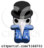 Poster, Art Print Of Blue Plague Doctor Man Sitting With Head Down Facing Forward
