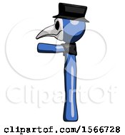 Blue Plague Doctor Man Pointing Left