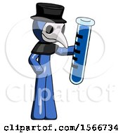 Blue Plague Doctor Man Holding Large Test Tube