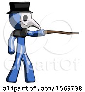 Poster, Art Print Of Blue Plague Doctor Man Pointing With Hiking Stick