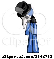 Poster, Art Print Of Blue Plague Doctor Man Depressed With Head Down Turned Left