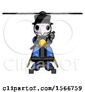 Poster, Art Print Of Blue Plague Doctor Man Flying In Gyrocopter Front View