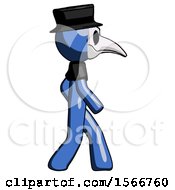 Poster, Art Print Of Blue Plague Doctor Man Walking Right Side View