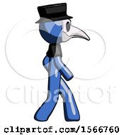 Blue Plague Doctor Man Walking Right Side View