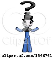 Poster, Art Print Of Blue Plague Doctor Man With Question Mark Above Head Confused