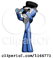 Poster, Art Print Of Blue Plague Doctor Man Looking Through Binoculars To The Left
