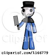 Poster, Art Print Of Blue Plague Doctor Man Holding Meat Cleaver