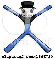 Poster, Art Print Of Blue Plague Doctor Man With Arms And Legs Stretched Out