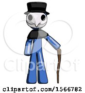 Poster, Art Print Of Blue Plague Doctor Man Standing With Hiking Stick