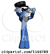 Poster, Art Print Of Blue Plague Doctor Man Looking Through Binoculars To The Right
