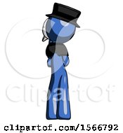 Poster, Art Print Of Blue Plague Doctor Man Thinking Wondering Or Pondering Rear View