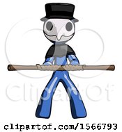 Poster, Art Print Of Blue Plague Doctor Man Bo Staff Kung Fu Defense Pose