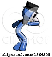Poster, Art Print Of Blue Plague Doctor Man Sneaking While Reaching For Something