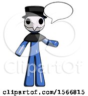 Poster, Art Print Of Blue Plague Doctor Man With Word Bubble Talking Chat Icon