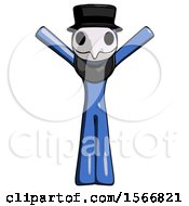Poster, Art Print Of Blue Plague Doctor Man With Arms Out Joyfully